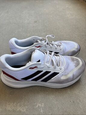 adidas White Sneakers with Black Stripes
